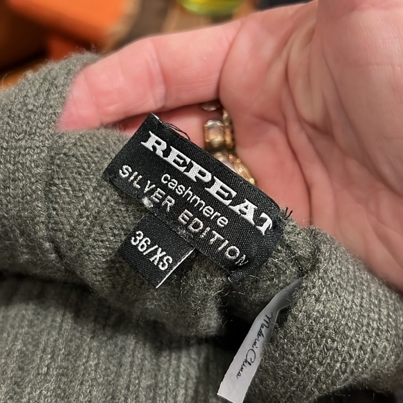 Repeat Cashmere Shawl Collar Ribbed Open Front Cardigan size XS - Picture 9 of 11